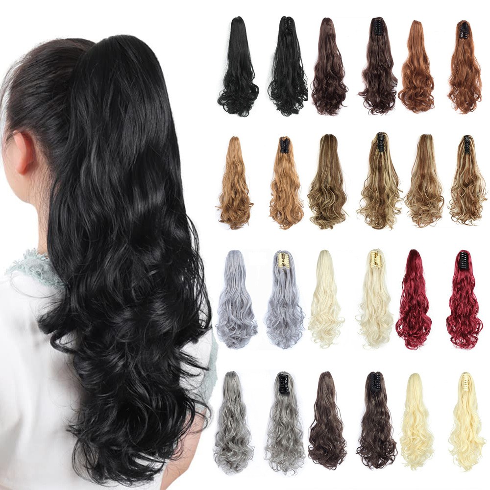 Hair Claw Clip Set - แฮร์พีชหางม้าแบบหนีบ 22 นิ้ว ผมหยักศกสีบลอนด์ สำหรับผู้หญิง ใช้ได้ทุกวัน