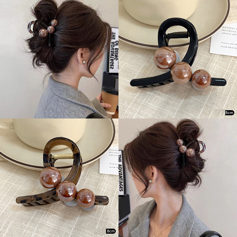 Hair Claw Clip Set - กิ๊บติดผมรูปไข่มุกหวานละมุน ดีไซน์ไขว้ สำหรับผู้หญิงและเด็กผู้หญิง เครื่องประดับผม กิ๊บติดผมแฟชั่น
