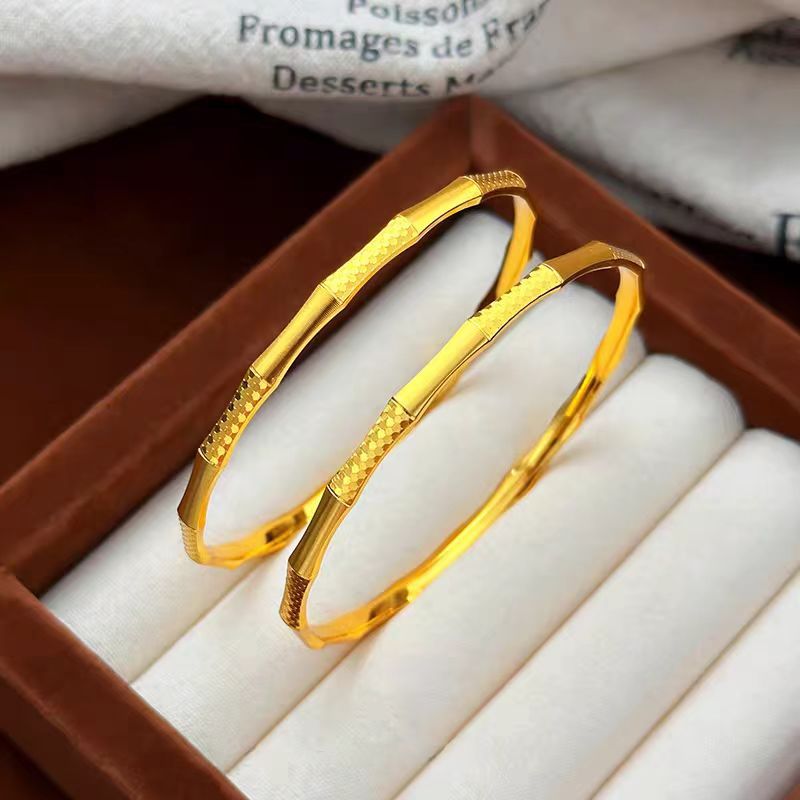 Women Accessories Meaning - กำไลข้อมือทองคำ 24K AU999 ลายเกล็ดมังกร สำหรับผู้หญิง ดีไซน์พื้นผิวขัดเงาอย่างประณีต