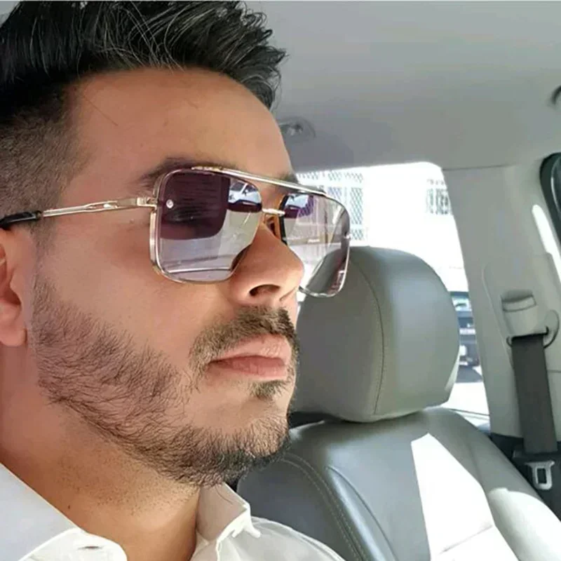 Sunglasses Oversized Square - แว่นกันแดดทรงสี่เหลี่ยมขนาดใหญ่ผู้หญิงแฟชั่นใหม่แว่นกันแดดโลหะผู้ชาย UV400 แว่นตาพังก์แว่นตาผู้หญิงที่กำลังมาแรง