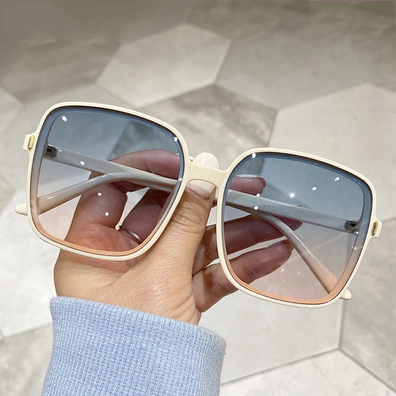 Sunglasses Oversized Square - แว่นกันแดดทรงสี่เหลี่ยมขนาดใหญ่สไตล์วินเทจสำหรับผู้หญิง แฟชั่นไล่เฉดสี แว่นกันแดดสำหรับกิจกรรมกลางแจ้ง ดีไซน์แบรนด์หรูหราสไตล์เรโทรสำหรับผู้หญิง