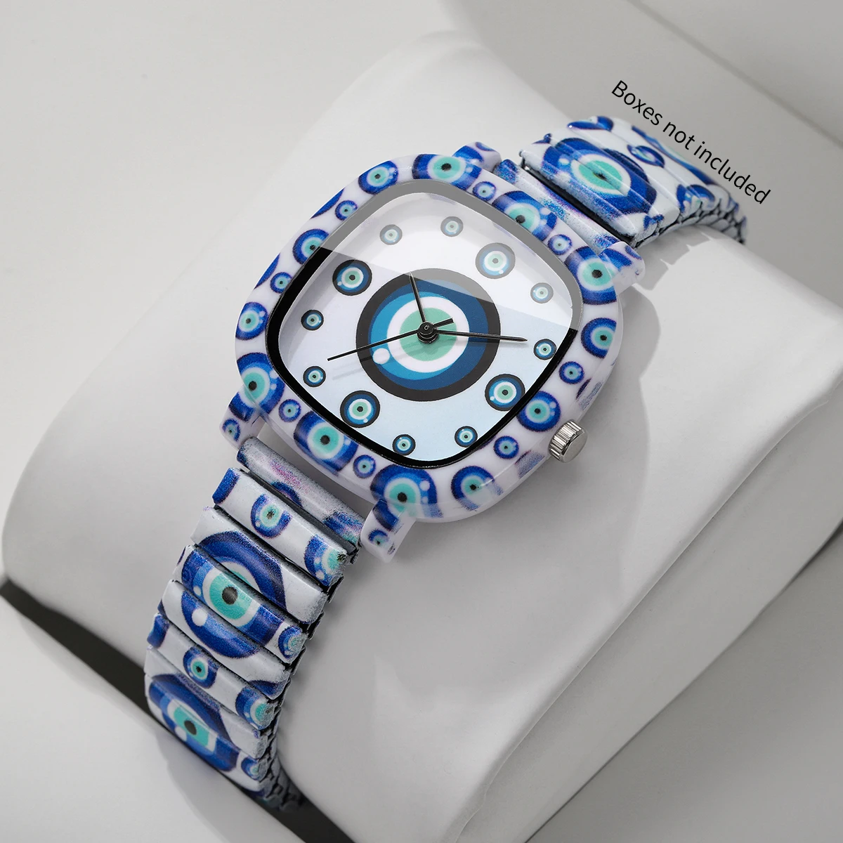 Evil Eye Bracelet - แฟชั่นบลูอีวิลอายนาฬิกาผู้หญิงสายรัดยืดหยุ่นนาฬิกาข้อมือสำหรับสุภาพสตรีนาฬิกาของขวัญเรลิโอ เฟมินีโน(ไม่มีกล่อง)