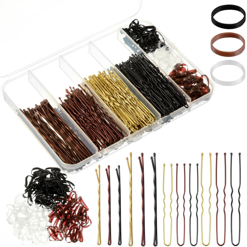 Women Accessories Box - ชุดอุปกรณ์จัดแต่งทรงผม 480 ชิ้นต่อกล่อง ประกอบด้วยกิ๊บติดผมรูปตัวยู บ๊อบบี้พิน ยางรัดผม