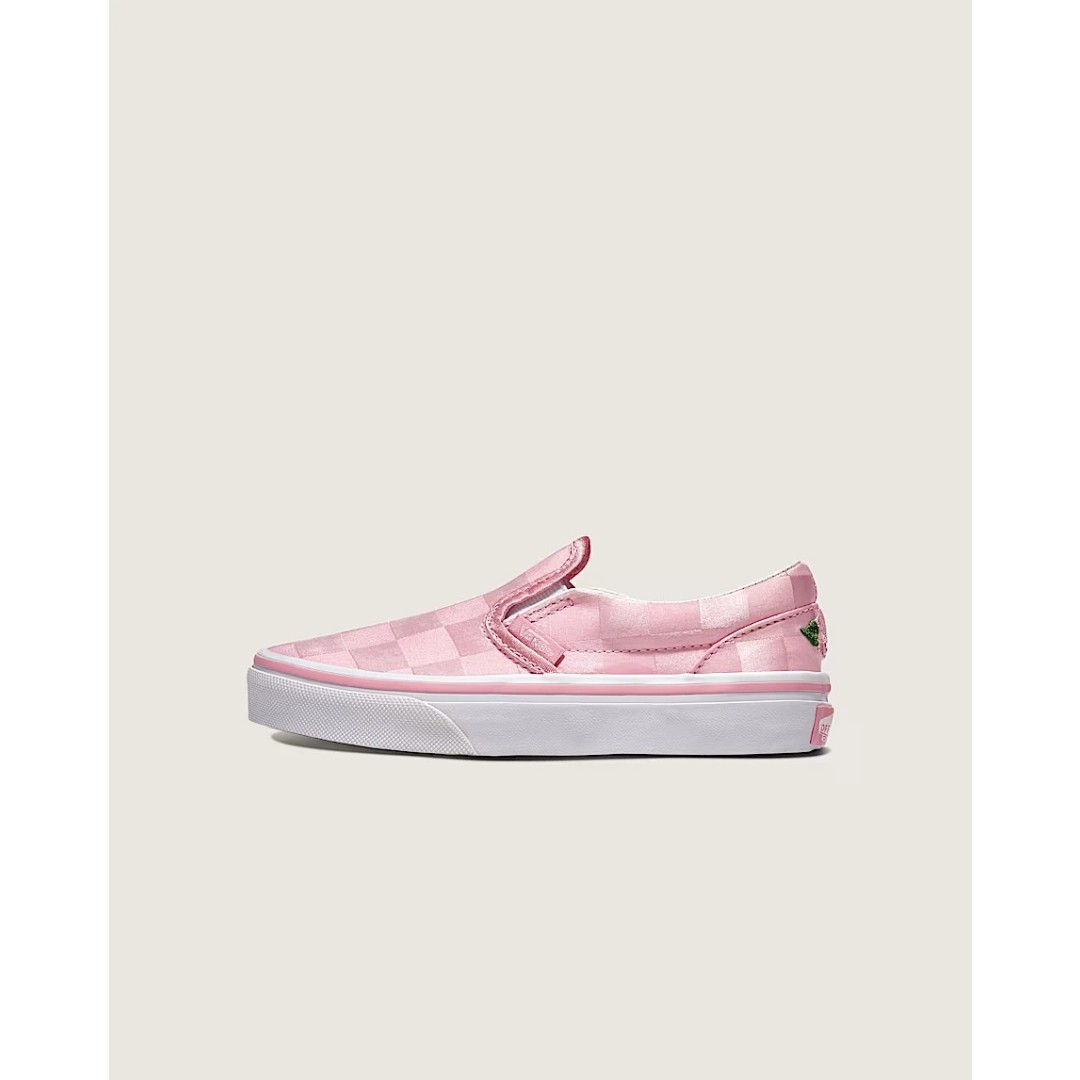 Vans Shoes Old Skool - รองเท้าสเก็ตแบบสวม Vans Big Kid ลายตารางหมากรุกผ้าซาติน