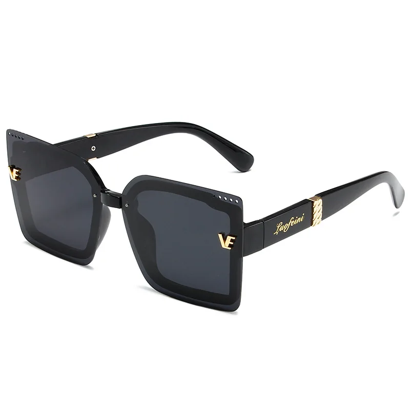 Sunglasses Oversized Square - แว่นกันแดดโพลาไรซ์ไร้กรอบทรงสี่เหลี่ยมขนาดใหญ่สำหรับผู้หญิง รุ่นใหม่ ดีไซน์เท่ ป้องกันรังสียูวี 400 คลาสสิก