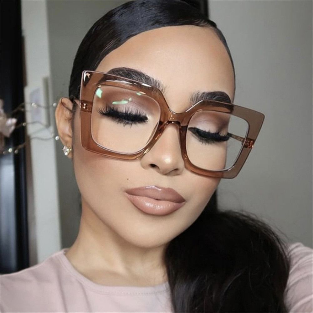 Sunglasses Oversized Square - ใหม่แฟชั่นสแควร์แว่นตา Anti-Blue แว่นตาแว่นตากันแดดกรอบแว่นตาหญิงแว่นตา Vintage อุปกรณ์เสริม