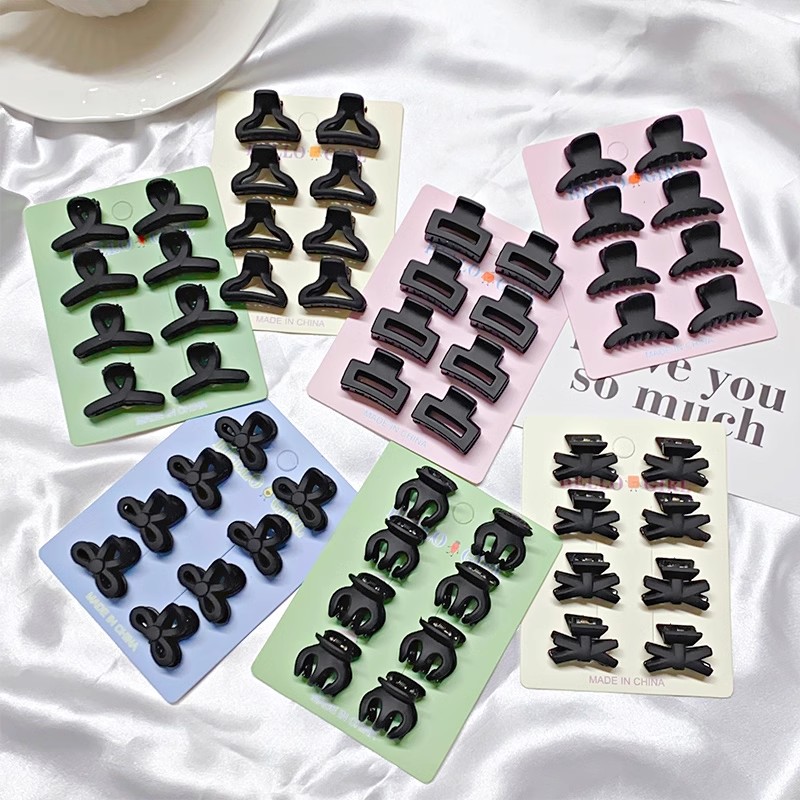 Hair Claw Clip Set - 8 ชิ้น/เซ็ตสีดำหลากสีสันรูปทรงเรขาคณิตพลาสติกกิ๊บติดผมขนาดเล็กสำหรับสาวหวานมินิกิ๊บติดผมกิ๊บติดผมเด็กน่ารักอุปกรณ์เสริมผม