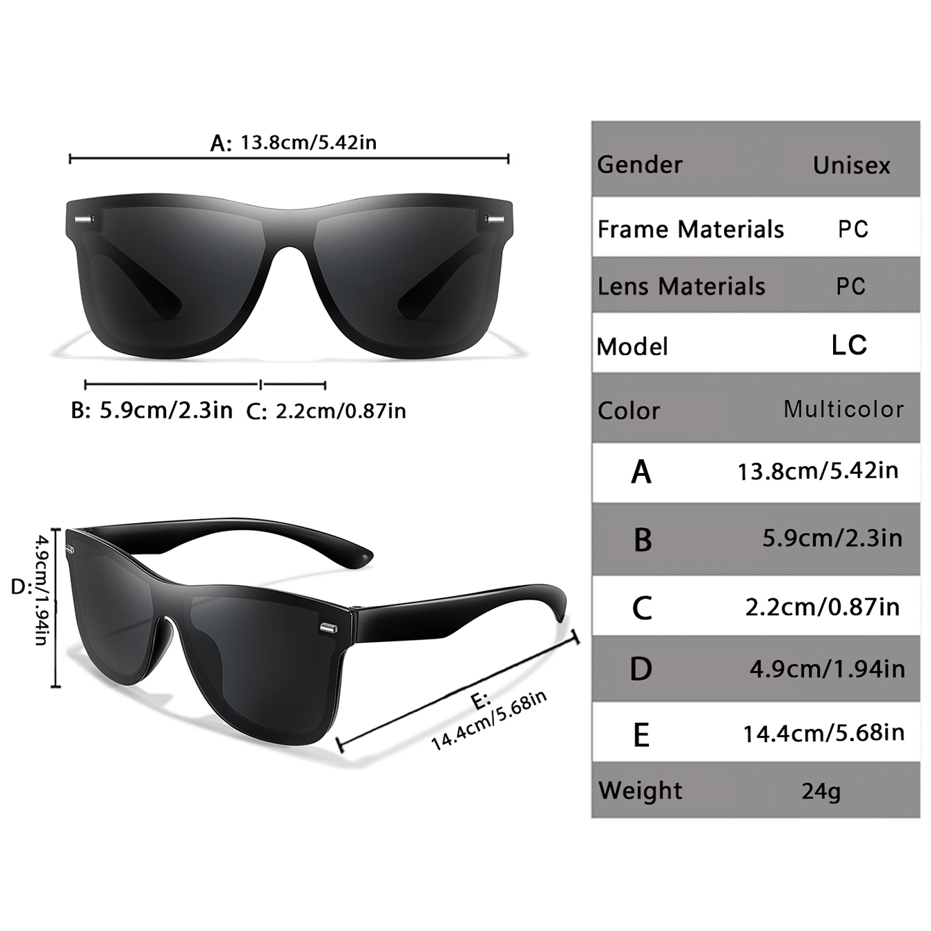 ผู้ชายผู้หญิงแฟชั่นWindproof S - Sunglasses Oversized Square บทวิจารณ์และราคา