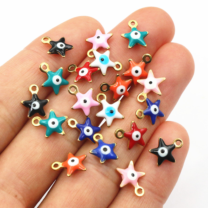 20Pcs 10X8.5มม. เคลือบ Evil Ey - Evil Eye Bracelet บทวิจารณ์และราคา