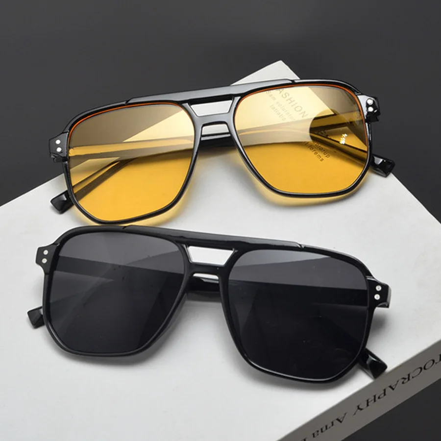 วินเทจผู้ชายผู้หญิงแว่นกันแดดข - Sunglasses Oversized Square บทวิจารณ์และราคา