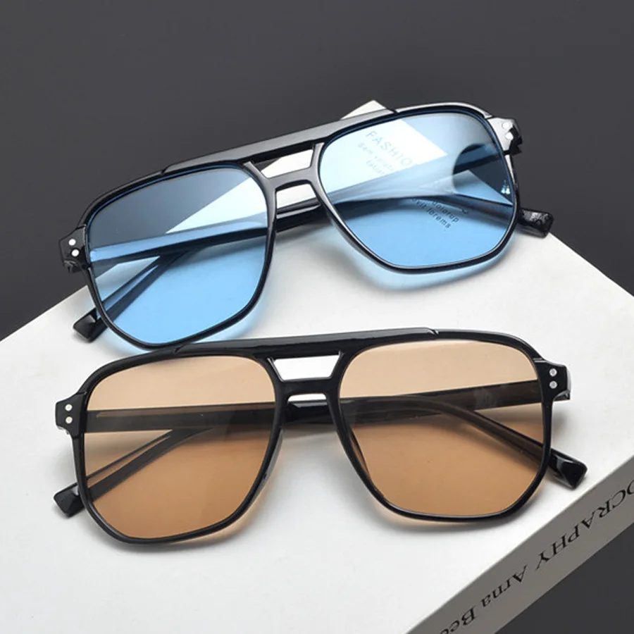 วินเทจผู้ชายผู้หญิงแว่นกันแดดข - Sunglasses Oversized Square บทวิจารณ์และราคา