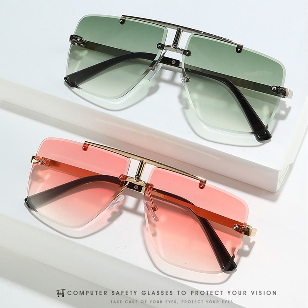1 PC ขนาดใหญ่ Double Bridge แว - Sunglasses Oversized Square บทวิจารณ์และราคา