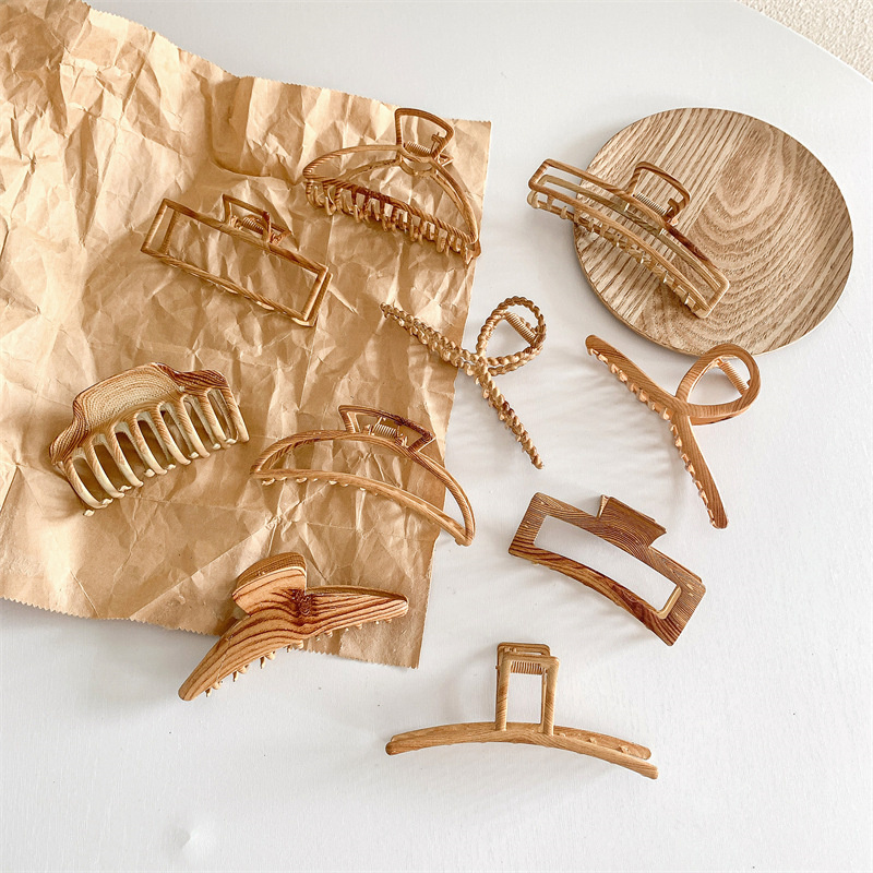Vintage หลายไม้ Grain ผม Claws - Hair Claw Clip Set บทวิจารณ์และราคา